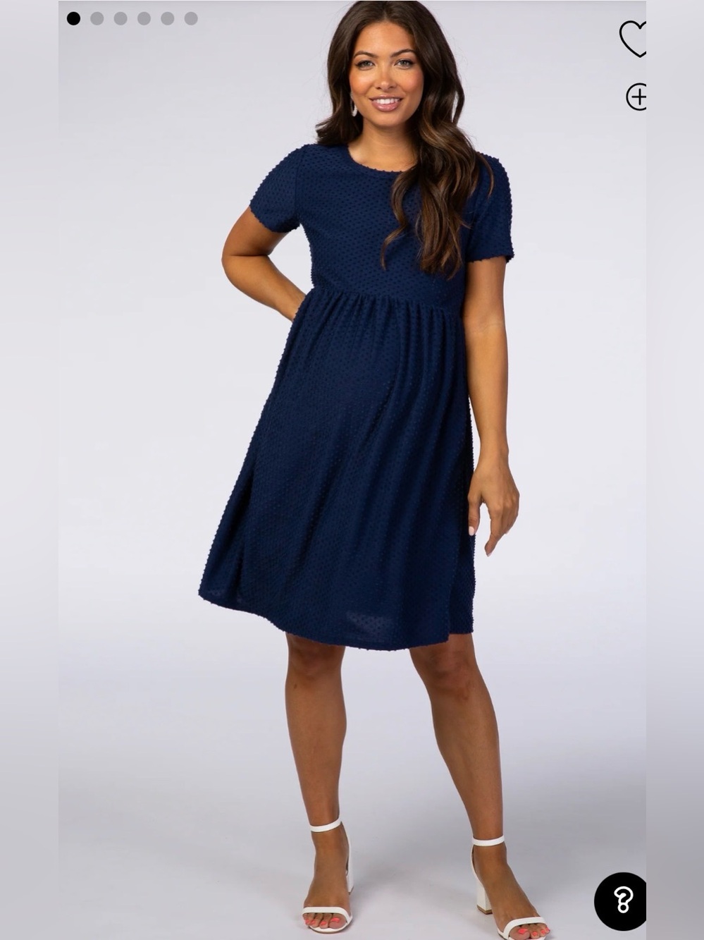 Pinkblush - 	Navy Swiss Dot Short Sleeve Maternity Dress - with pockets!